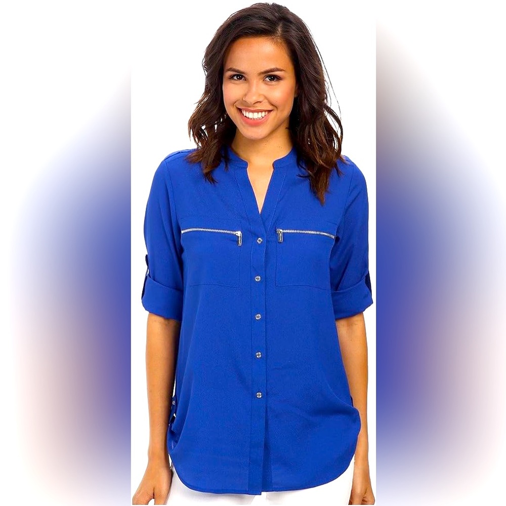 Calvin Klein Women's Modern Essential Button Front Blouse